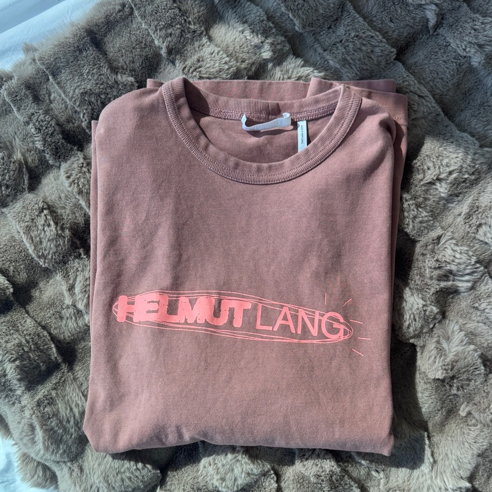 Helmut Lang Dusty Rose Logo Tee